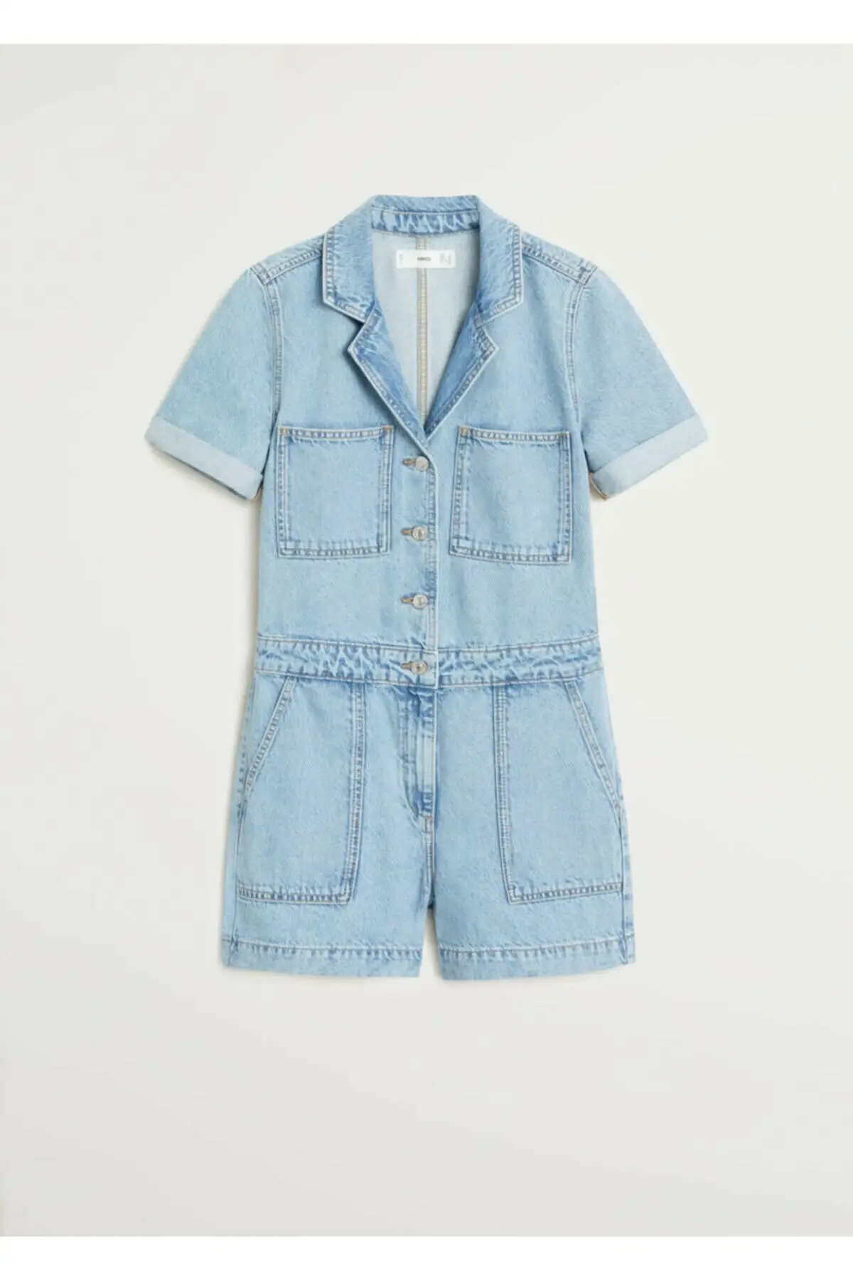 

Women's Overalls Light Blue Cotton Denim Shorts Hot Style Quality Fabric Sleeveless Baggy Trousers Casual Jumpsuit