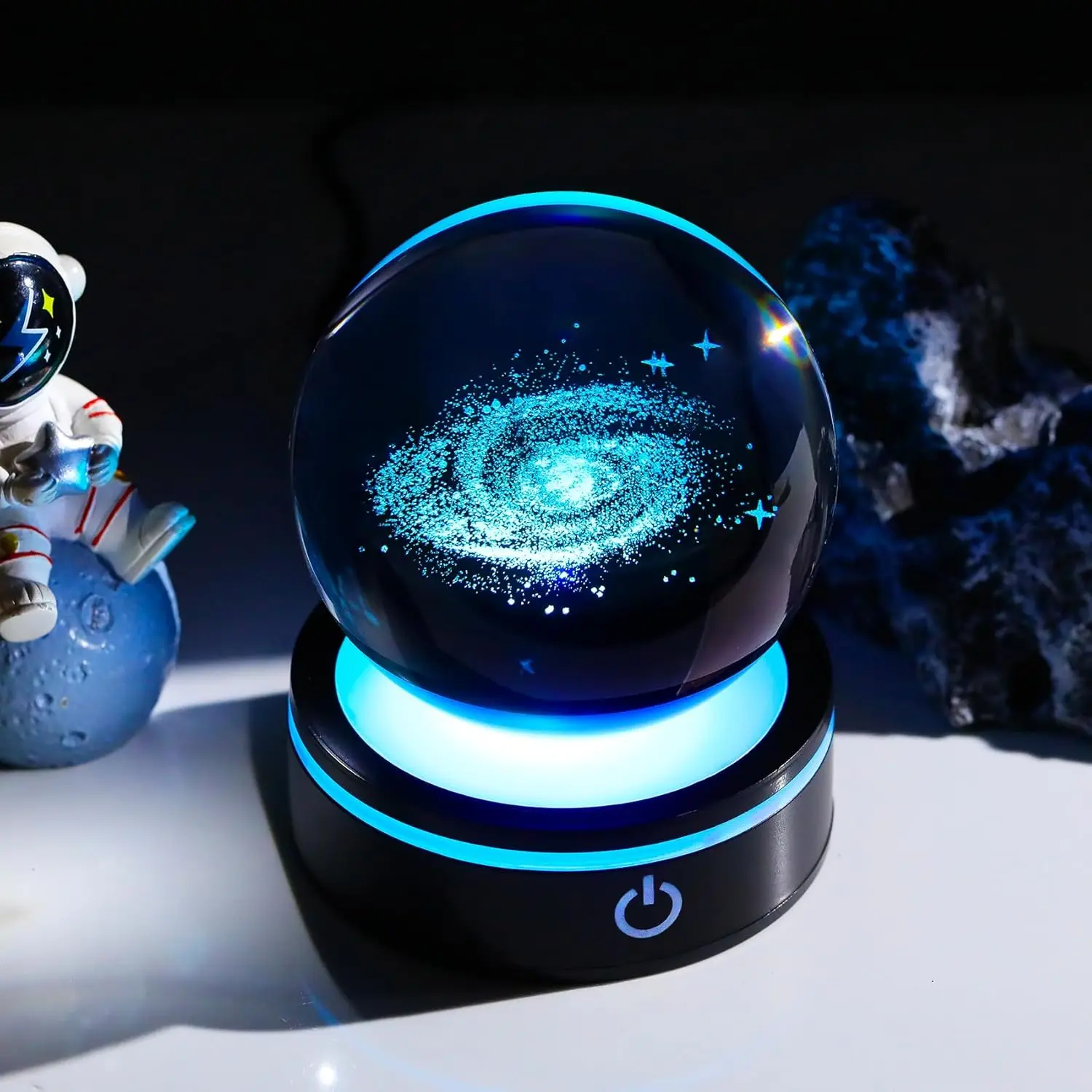 Фото 3D хрустальный шар Galaxy со светодиодной подсветкой, стеклянная планета, сфера, модель галактики, фигурка, ночник, украшение, подарки №2