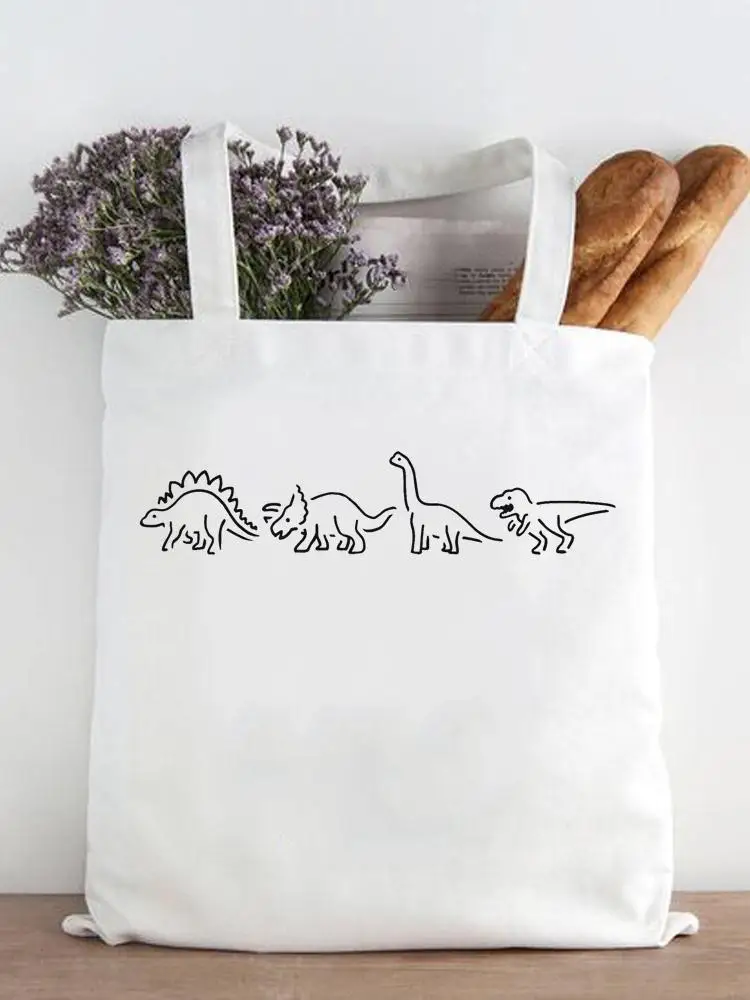 

Women Fashion Dinosaur Print Casual Shopper Shopping Handbags Female Shoulder Girls Graphic Canvas Tote Bag