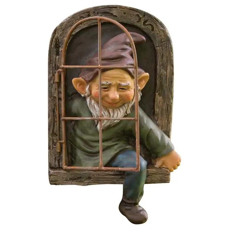 

Naughty Garden Gnome Statue Running Away From Window Gnome Ornaments Outdoor Decorations For Garden Lawn Porch Yard And Patio