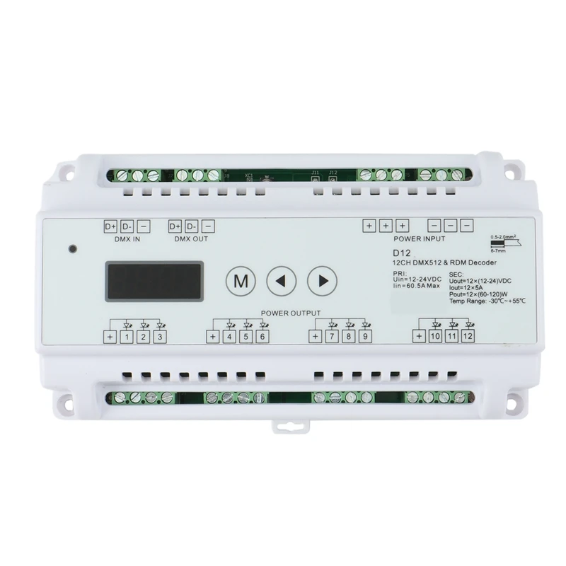 

DC5V-36V Input 12 Channels CV DMX512 Decoder,5Ax12ch Output With Display For Setting DMX Address For Led Rgb Led Strip