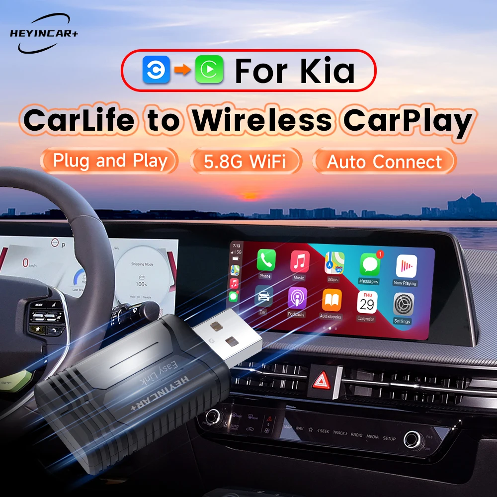 

HEYINCAR Baidu Carlife to Wireless Carplay Box 2025 для Kia K3 K5 Sportage Seltos KX3 KX5, китайские автомобили KIA, Yandex Navigation