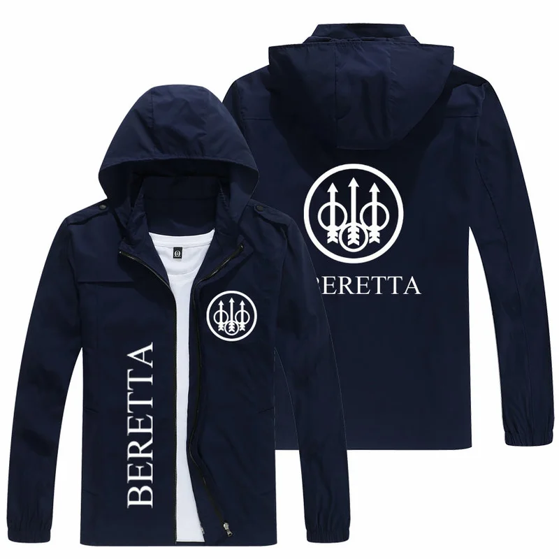 

New Men Jacket BERETTA Logo Print Zipper Cardigan Jackets Fashion Slim Casual Baseball Uniform Biker Jacket Coat Tops M-5XL