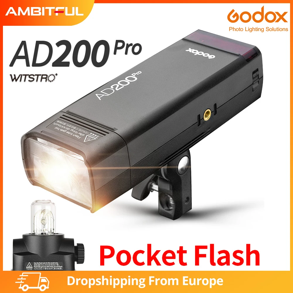 Godox AD200Pro Outdoor Flash Light 200Ws TTL 2.4G 1/8000 HSS 0.01-1.8s Recycling with 2900mAh Battery Godox AD200Pro Outdoor Flash Light 200Ws TTL 2.4G 1/8000 HSS 0.01-1.8s Recycling with 2900mAh Battery
