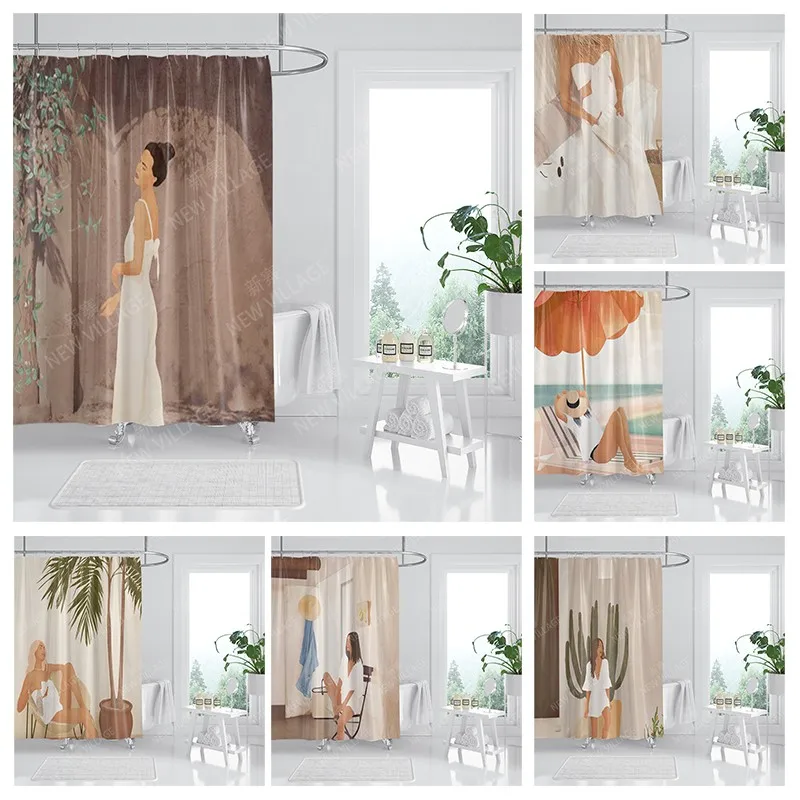 

Waterproof fabric shower curtains Bathroom curtain accessories Bath curtain shower 180x200cm 240*200 modern boho Nordic decor