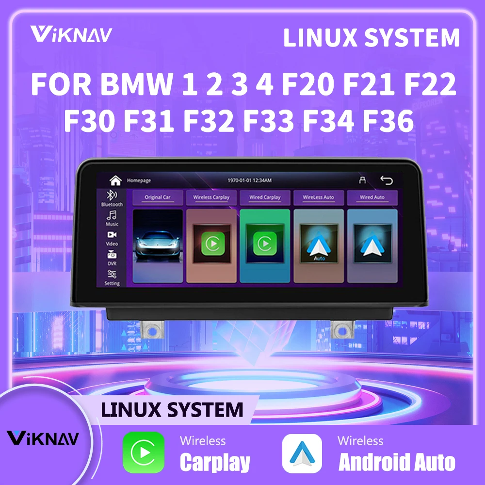 

Linux Car radio Wireless CarPlay For BMW 1 2 3 4 Series F20 F21 F22 F30 F31 F32 F33 F34 F36 radio Android Auto Multimedia