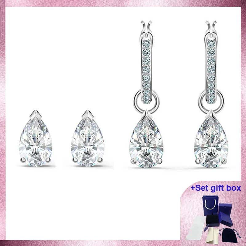 

SWA High Quality Fashion Charm Earrings Attractive Dangle Earrings, Pear Cut, White, Exquisite Gift Box Free Shipping
