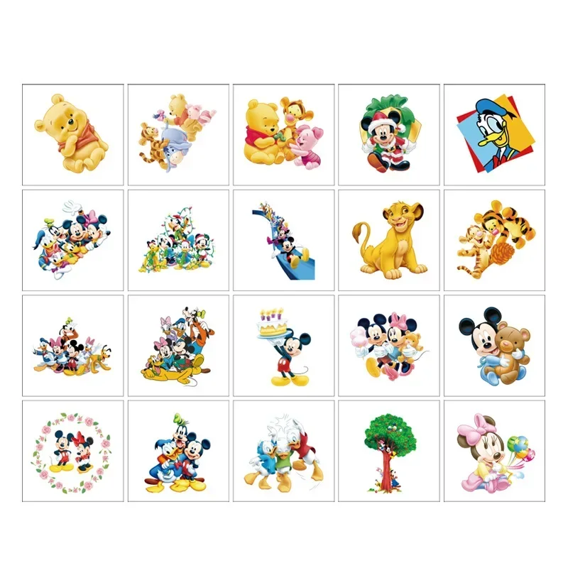 20 шт./компл. татуировки Диснея наклейки с Микки и Минни прыгающая кожу тигра