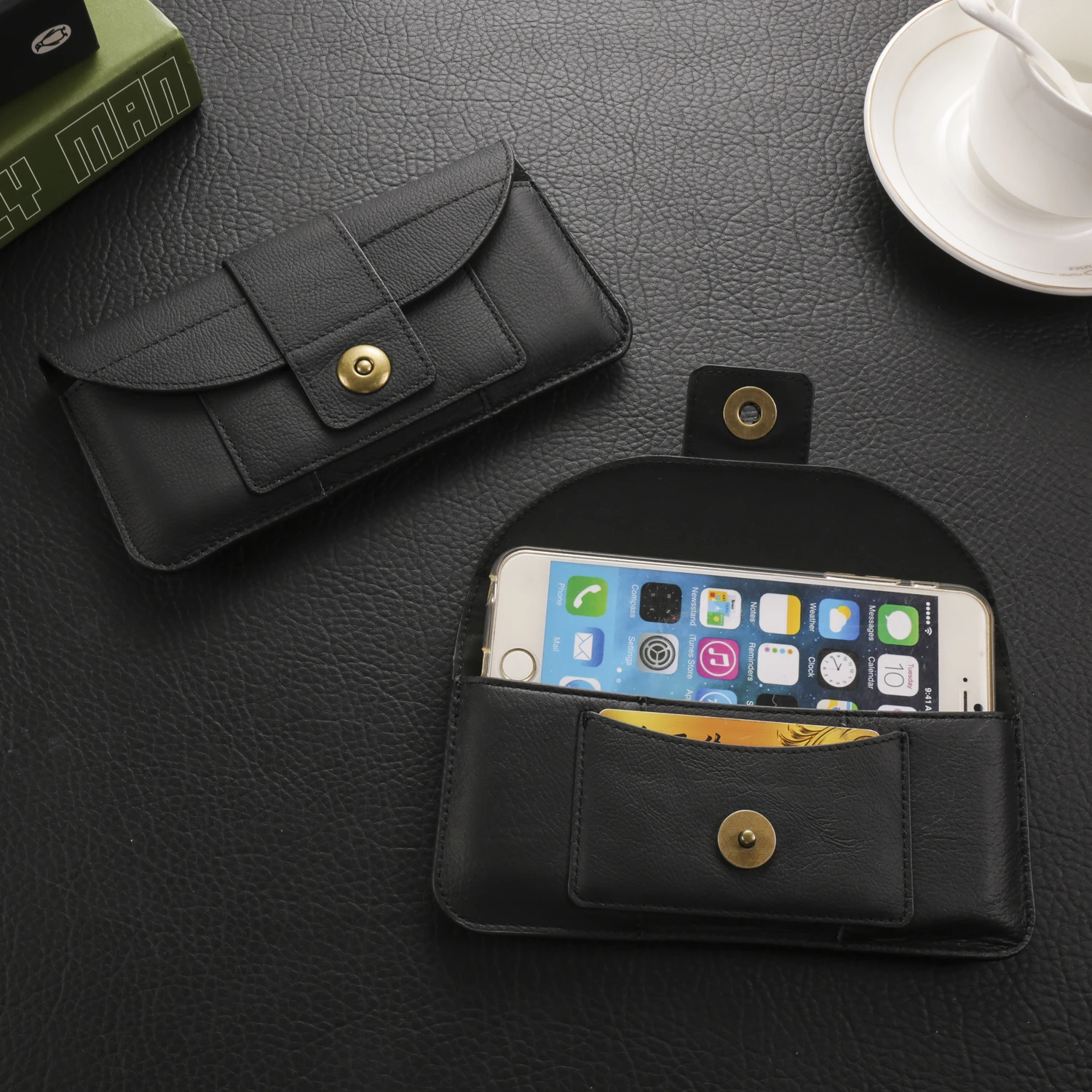 Мужская поясная сумка из натуральной кожи с зажимом для ремня телефона чехол Oppo