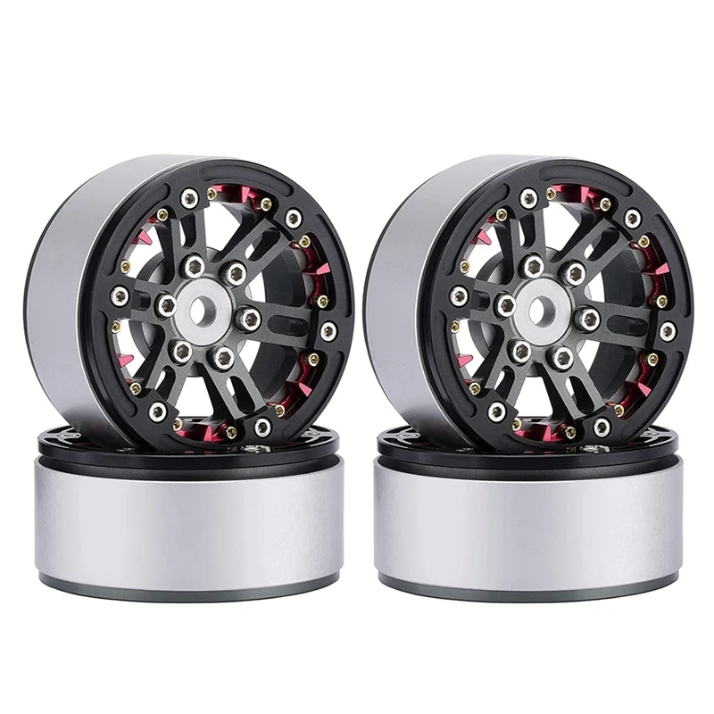 

4PCS Metal 1.9 Inch Beadlock Wheel Rim Wheel Hub for 1/10 RC Crawler Car Axial SCX10 90046 AXI03007 Traxxas TRX4 D90