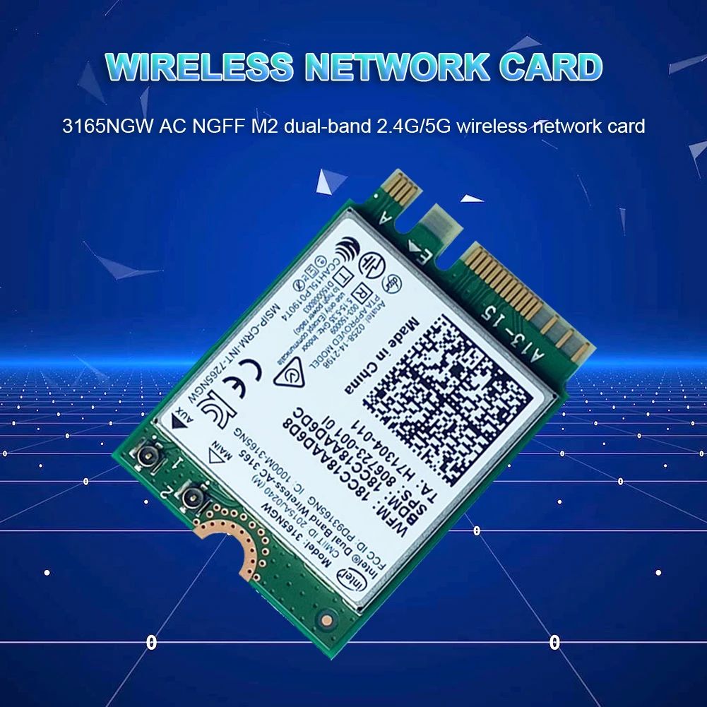 

3165NGW AC NGFF M.2 Dual Band 2.4G/5G Computer Wireless Network Cards Professional Bluetooth-Compatible 433M Card for Laptop