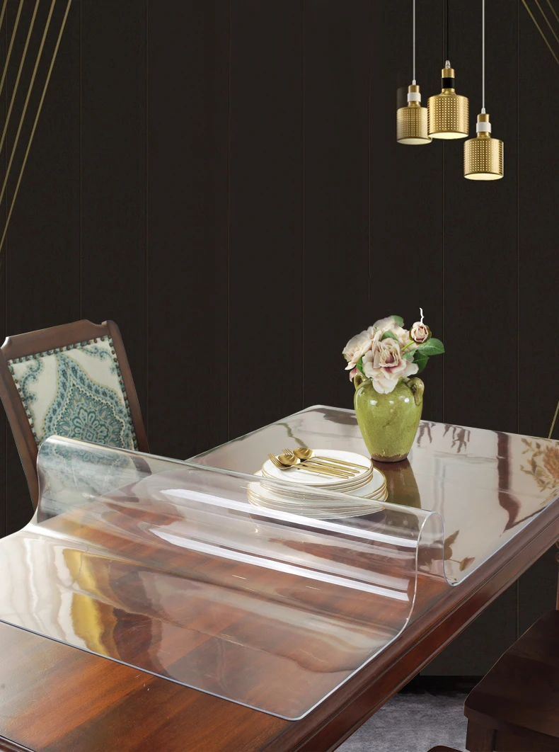 

New pvc food grade silicone tablecloth antibacterial tasteless anti-spicy oil soft transparent glass countertop table mat