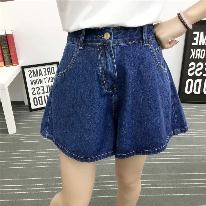 

Hot sale Women Shorts Denim Material Wide Legs Design Over Sizes Woman Pants Good Comfortable Plus Size Summer Shorts Solid Colo