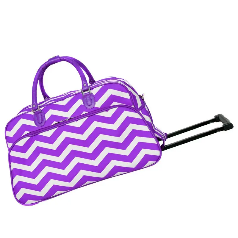 Chevron Prints 21-Inch Carry-On Rolling Duffel Bag - Navy White Chevron