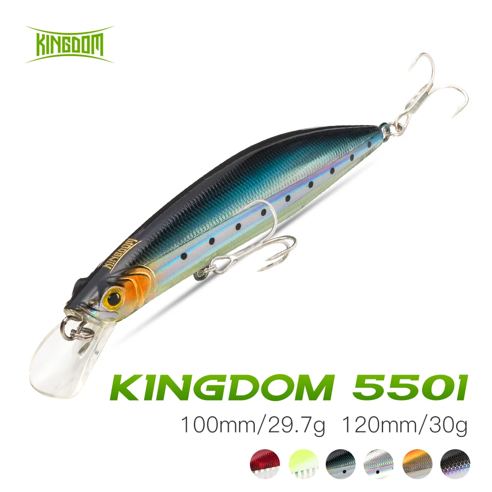 

Kingdom Fishing Lures Floating Minnow 120mm 30g 100mm 20.7g U-shape Lip Wobblers Artificial Hard Baits Lure Tackles For Seabass