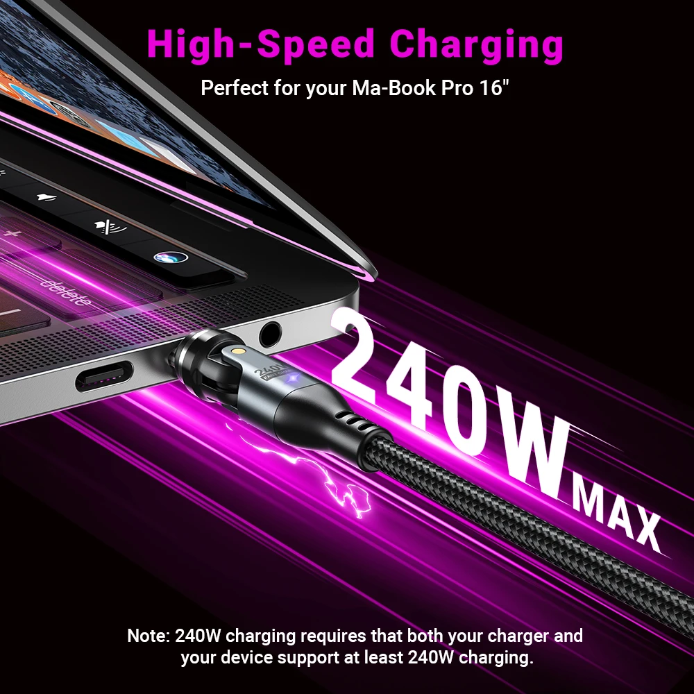Фото AUFU 240 Вт Магнитный кабель USB C 5A Кабель для быстрой зарядки Micro USB типа C для iPhone Xiaomi Samsung Ноутбук Магнитный провод для передачи данных №3