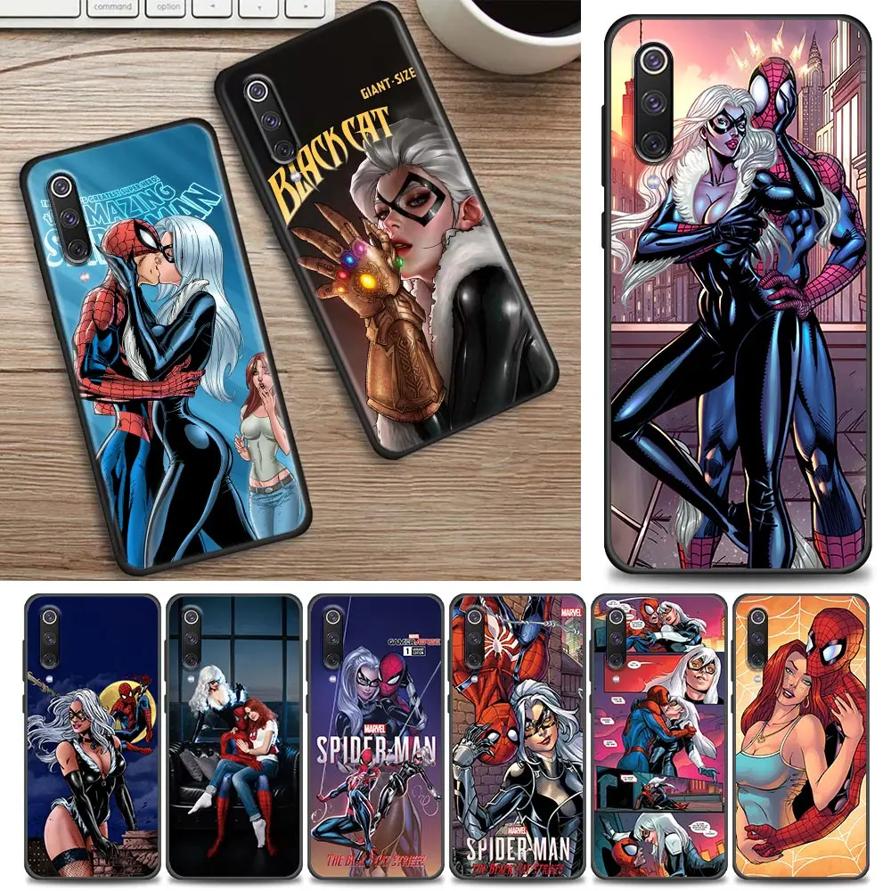 

Silicone Case for Xiaomi Mi 9Lite 8 9 9T 10T A2 Lite 9SE CC9 Note 10 Pro 5G Soft Funda Cover Black Cat and Spider-man Marvel
