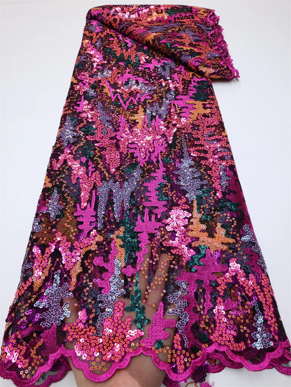 

Latest Nigerian Lace Fabric 2023 High Quality Sequence Net Lace Fabrics Tulle Sequin African Lace Fabrics 5 Yards Free Shipping