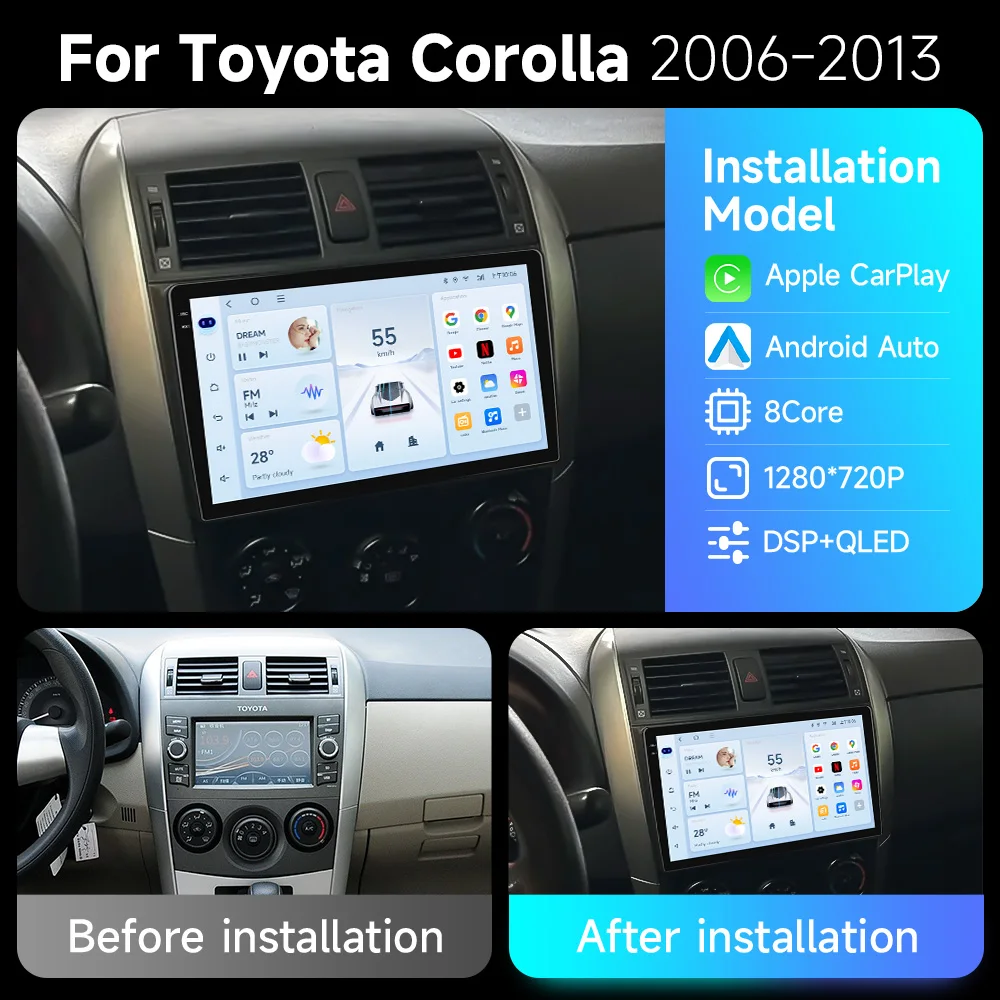 Фото Автомагнитола с мультимедиа для Toyota Corolla E140/150 2007-2013, Android 15, 2DIN, 4G, GPS, Wi-Fi, навигация, стерео, головное устройство, Carpla №2