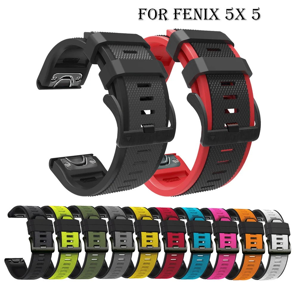 Ремешок для часов Garmin Fenix 5 6 5X 6X Pro Plus 3 HR мягкий силиконовый браслет с сапфировым