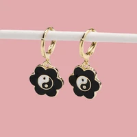 flower tai chi dangle earrings for women teens girls 2021 new trendy cute yin yang fengshui drop earring fashion jewelry gifts