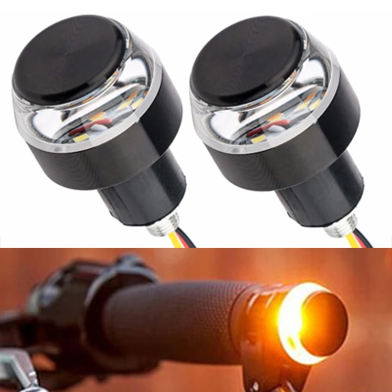 

12V Motorcycle Handlebar LED Turn Signal Lights Yellow White Red Lamp Motorcycles Handle Bar End Blinker Warning Flashing Light