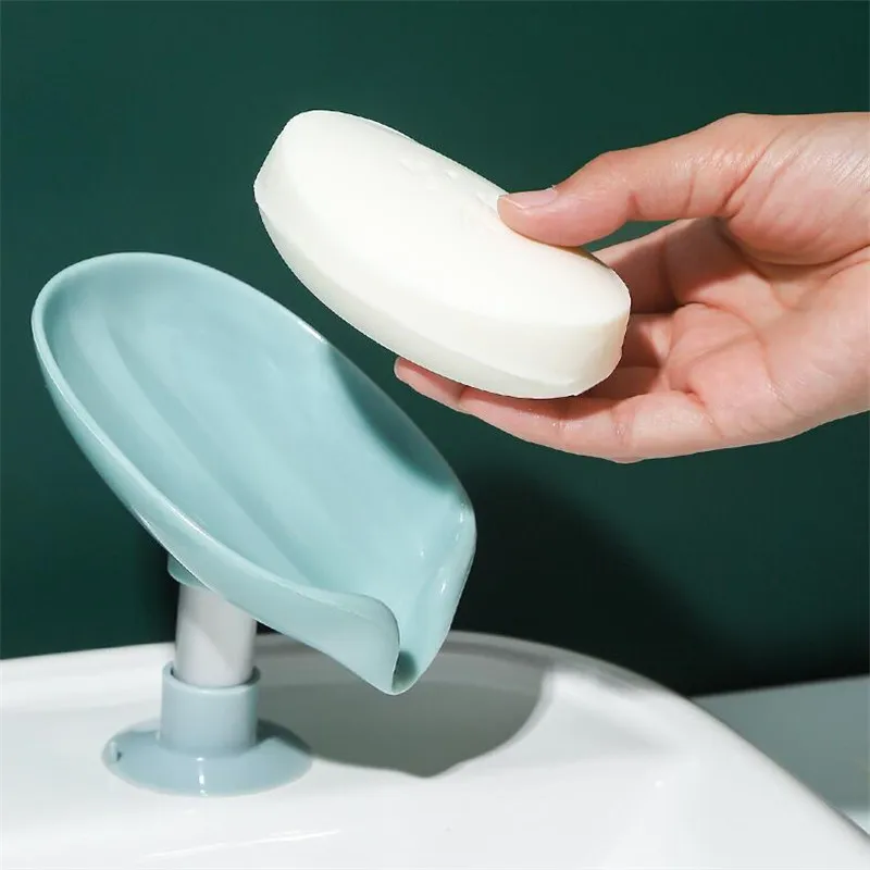 Контейнер для мыла в форме листа дренаж аксессуары ванной комнаты присоска