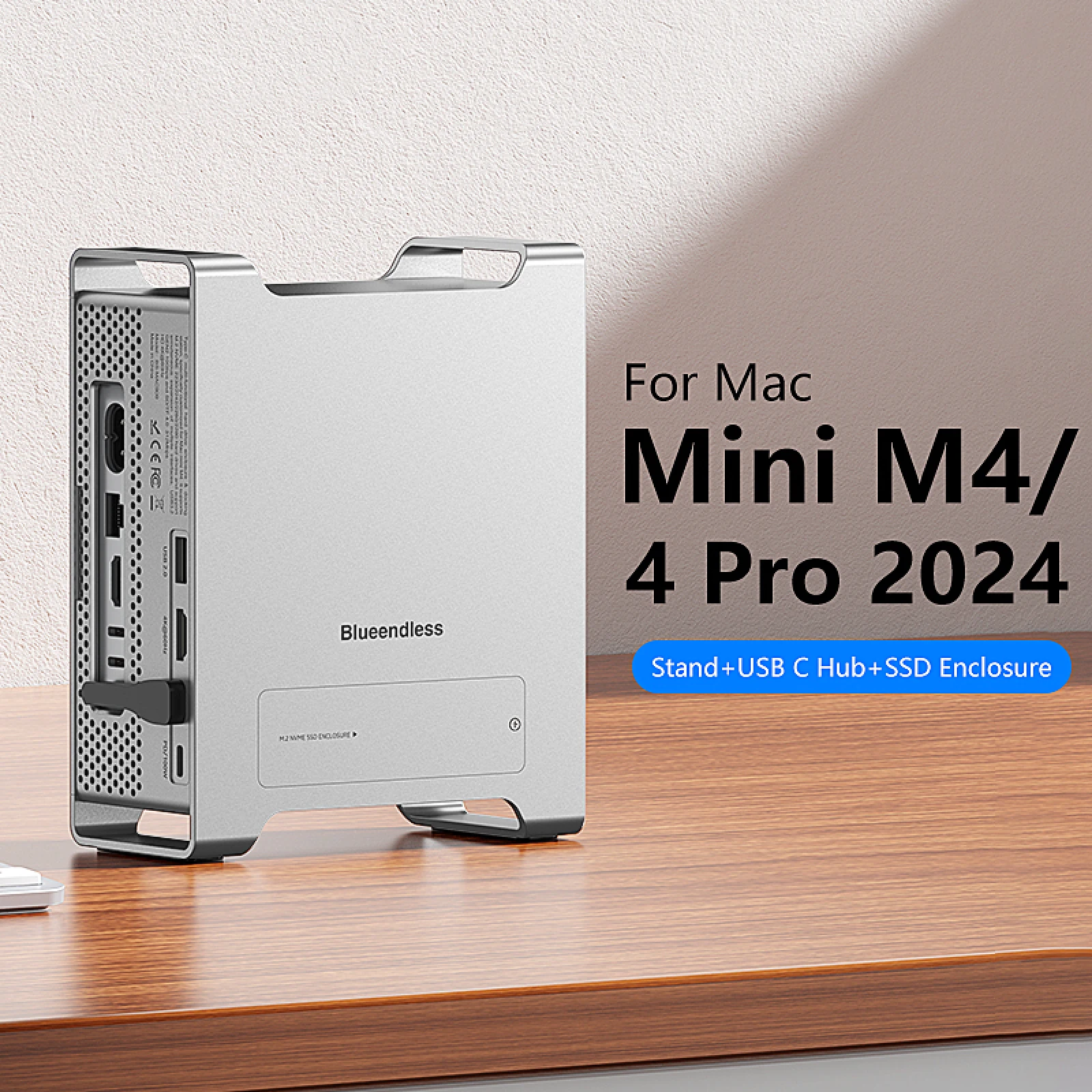 Док-станция Stand Type-C с USB-C хабом и отсеком для M.2 NVME SSD для Mac Mini M4M4 Pro, HDMI, USB3.2 Gen2, SD4.0, TF4.0 (art.: 3920d907cd407) - 3920d907cd407