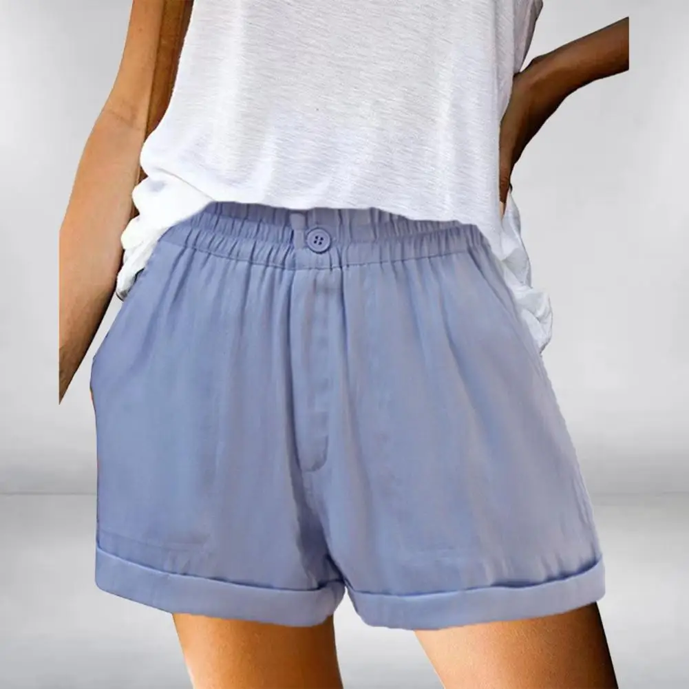 

Шорты женские однотонные с эластичным поясом