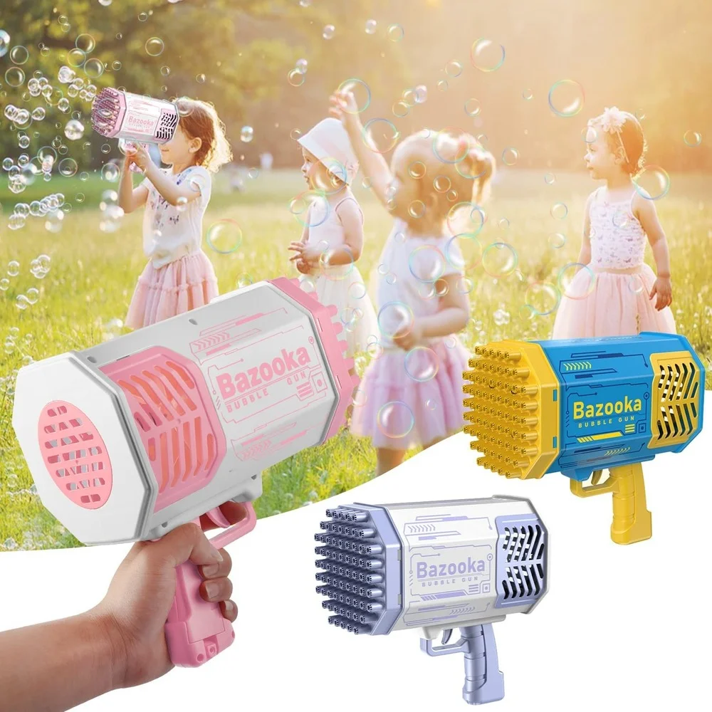 

Bubble Gun, 69 Holes Bubble Machine with Colorful Lights, TIK Tok Bubble Makers for Kids Adults Outdoor Birthday Party Activity