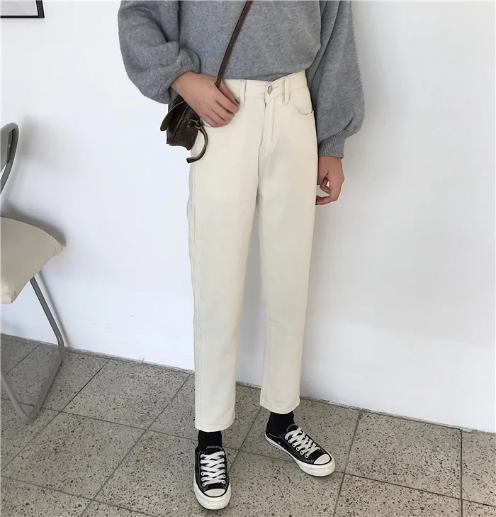 

DD0948 новые стройнящие брюки с высокой талией, брюки с широкими штанинами, женские джинсы