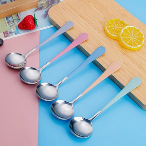 Stainless Steel Coffee Spoons Round Head Home Tea Ice Cream Dessert Spoon Dinner Tableware Kitchen Accessories