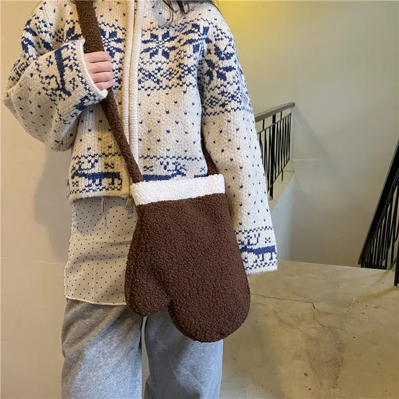 Женский Рождественский кошелек через плечо для монет плюшевые винтажные красные