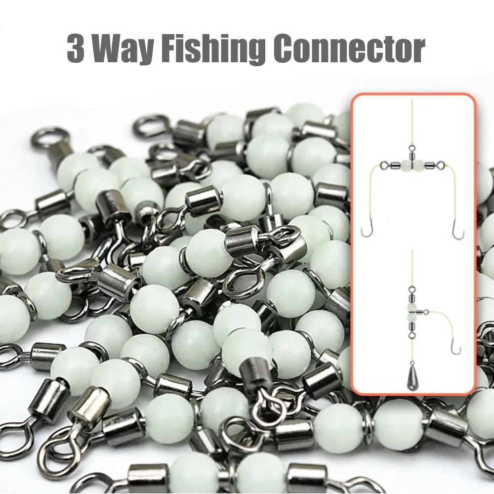 

Luminous Swivel Fishing Rolling Swivel Connectors 3 Way Night Glow Gourd Rolling Swivel Cross Line Sea Fishing Accessories 10PCS