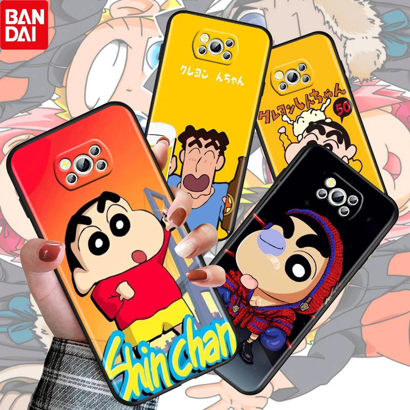 

Anime Crayon Shin-chan For Xiaomi Poco M4 X3 F3 GT NFC M3 C3 M2 F2 F1 X2 Pro Mi Mix3 Soft Silicone Black Phone Case Cover Fundas