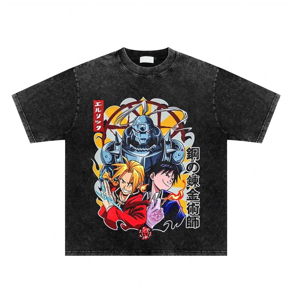 

Модные Винтажные футболки с рисунком в стиле японского алхимика из цельнометаллического аниме, женская одежда, летняя футболка с круглым вырезом и коротким рукавом