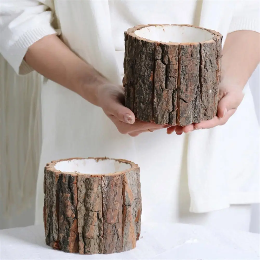 

Hot！Creative Christmas Xmas Decor Dried Flower Packaging Bark Barrel Bucket Box Gift