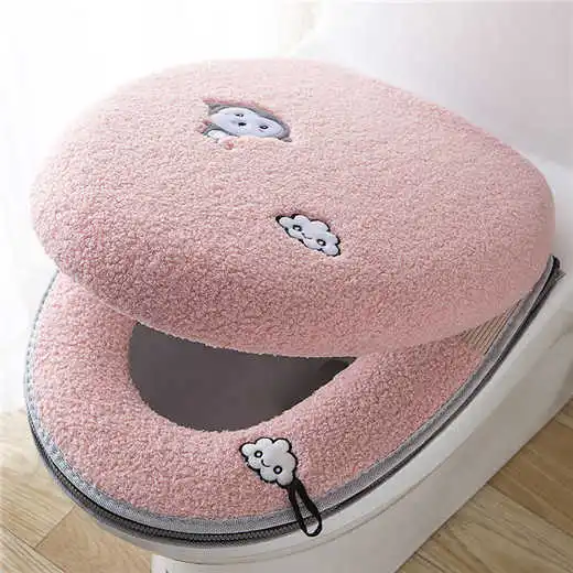 

1 Set Cushion+Lid Cover Toilet Seat Mat Set Bathroom Universal Warm Soft Washable Closestool Cushion Case Winter Pad Bidet Mats