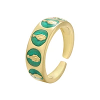 virgin mary ring for women gold color bling enamel lady finger wedding engagement open adjustable green orange vintage girl gift