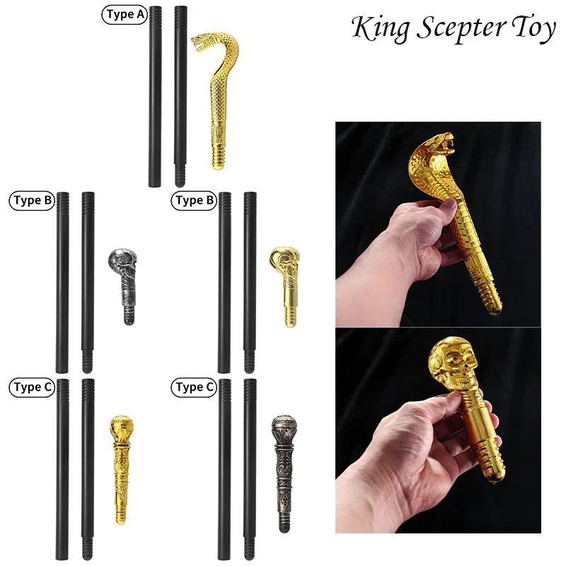 

1Pc Cosplay Canes Wand Skull Snake Head Pharaoh King Scepter Halloween Masquerade Party Props Stage Show Costume Accessories
