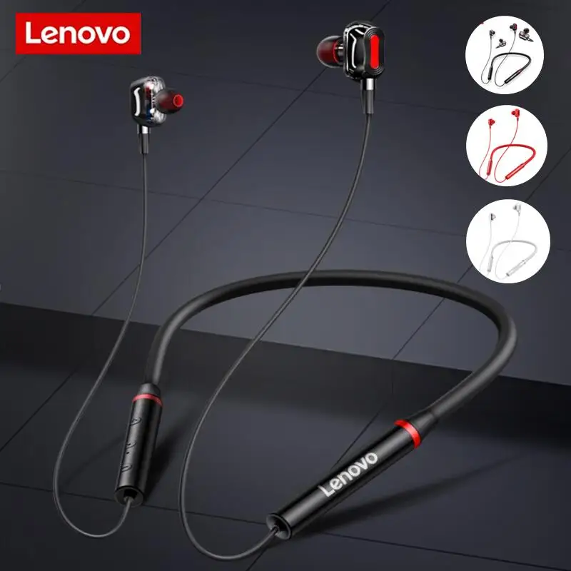 Lenovo HE05 Pro Bluetooth 5.0 Earphones Wireless Headphone Dual Speakers Bass Stereo Sports Neckband Earbuds Headset with Mic