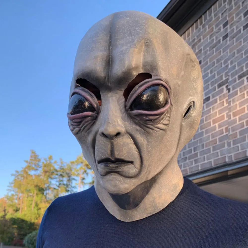 51 область НЛО инопланетянин Череп Маска Косплей ужас большие глаза латексные