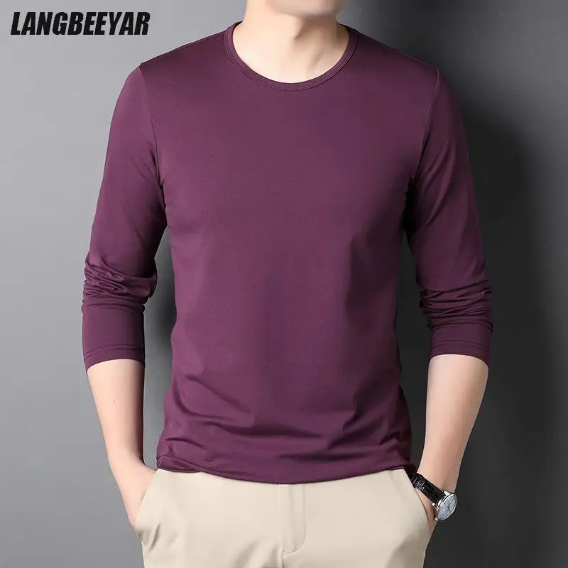 

Top Quality 95% Cotton New Fashion Brand T-Shirt Mens Tshirt 2022 Solid Color Classic Plain Long Sleeve Tops Casual Men Clothing