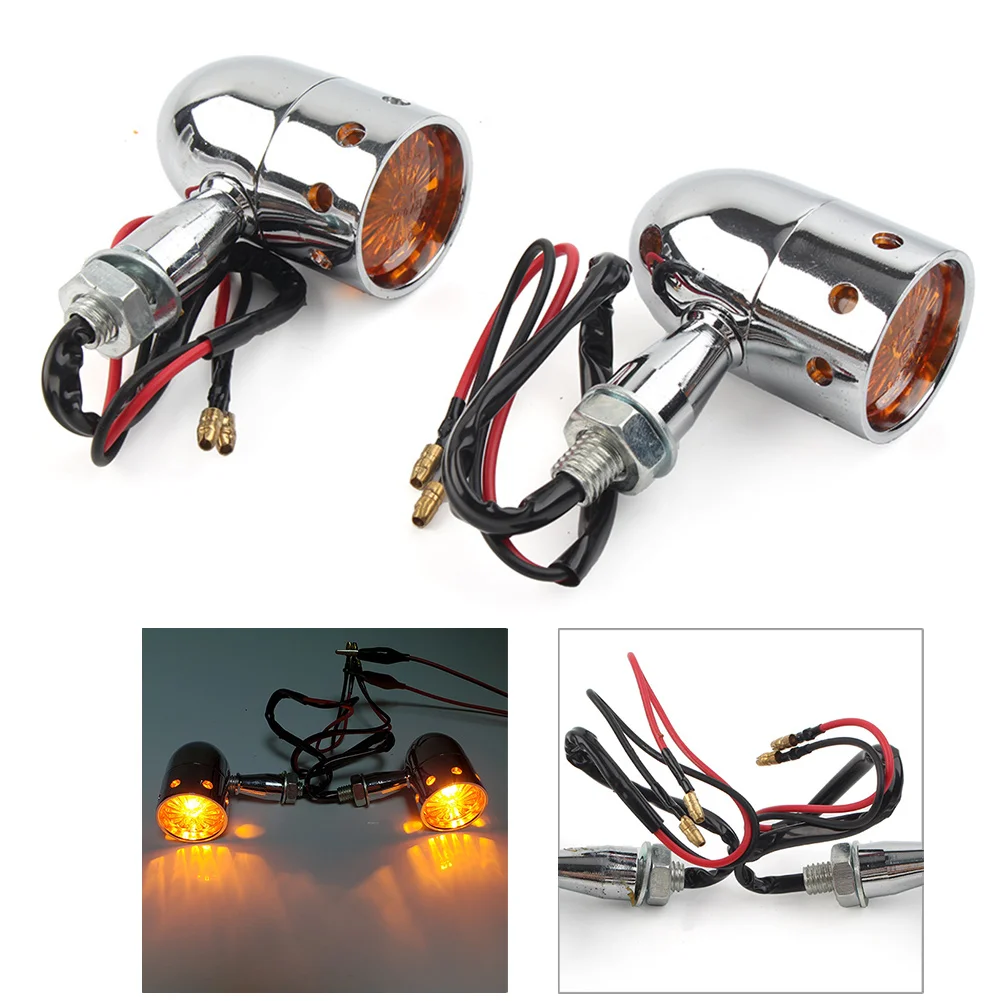 Универсальный ретро светодиодный указатель поворота для мотоцикла янтарный