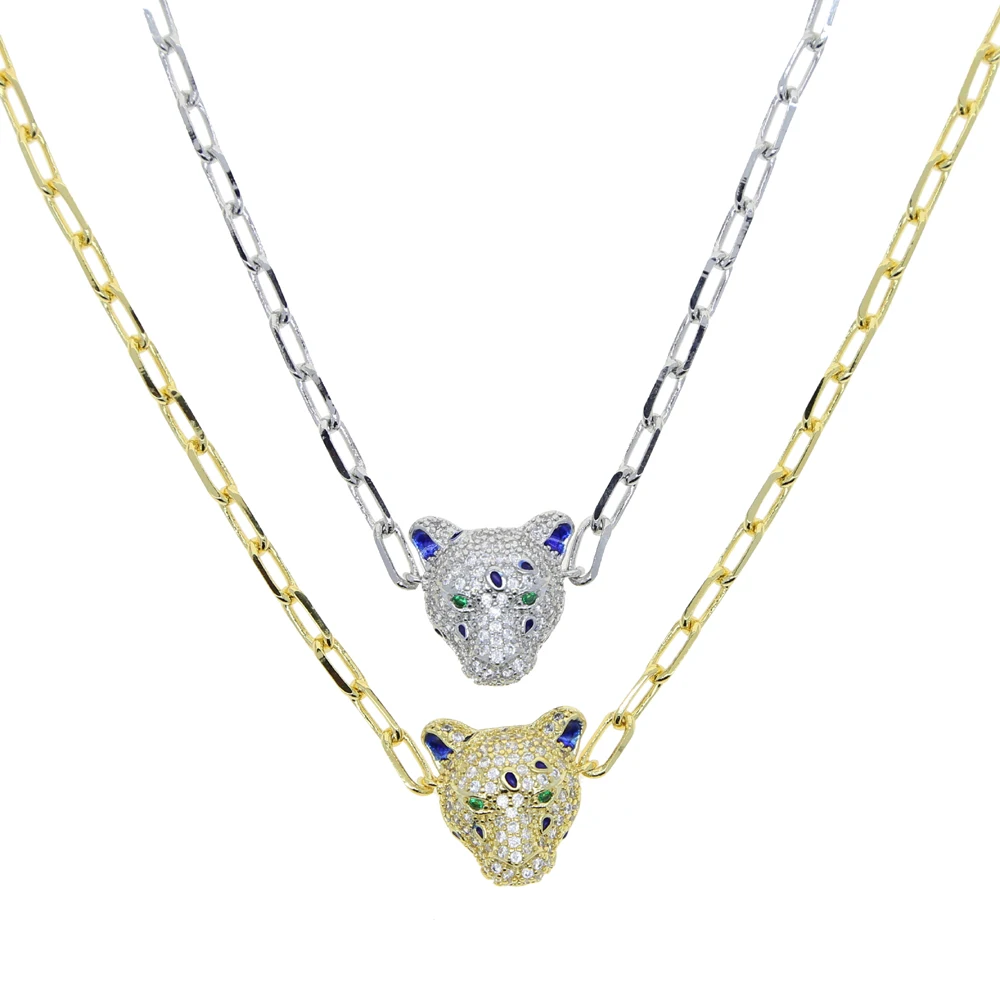 2022 New Arrival Fashion Women Jewelry Cool Animal Leopard Jaguar Pendant Choker Y Lariat Long Lady Necklace