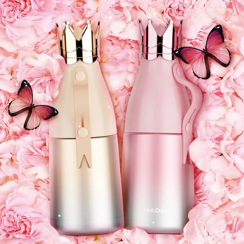 

Crown Thermos Bottle Water Bottle Stainless Steel Vacuum Flask Insulated Princess For Thermoses Flask New Fashion Free Shipping