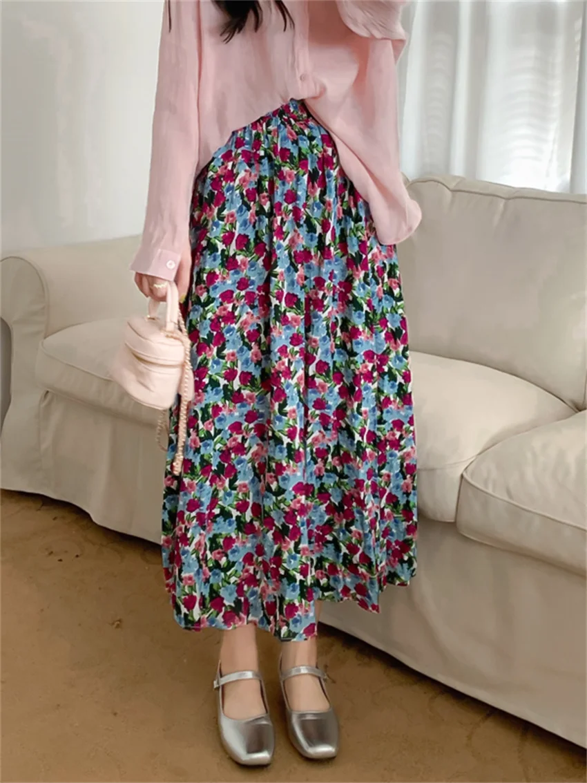 

Женская длинная облегающая юбка Alien Kitty, элегантная офисная элегантная юбка А-силуэта с принтом и высокой талией, с цветочным принтом, лето ...