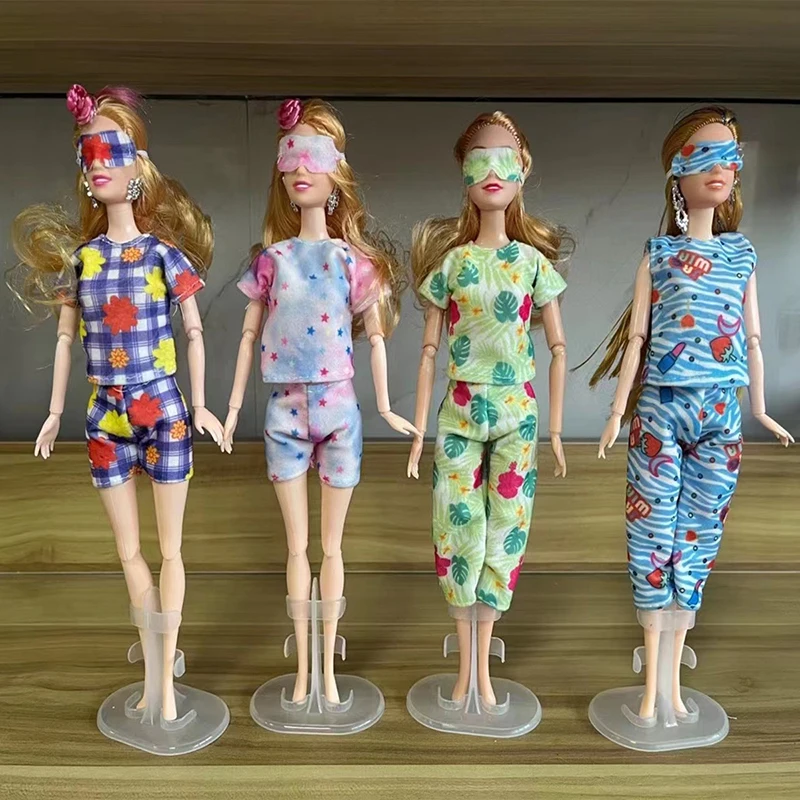 

1 Set Handmade Doll Pajamas+eye masks Daily Wear Girl Clothes for Barbie Doll Accessories Toy Gift