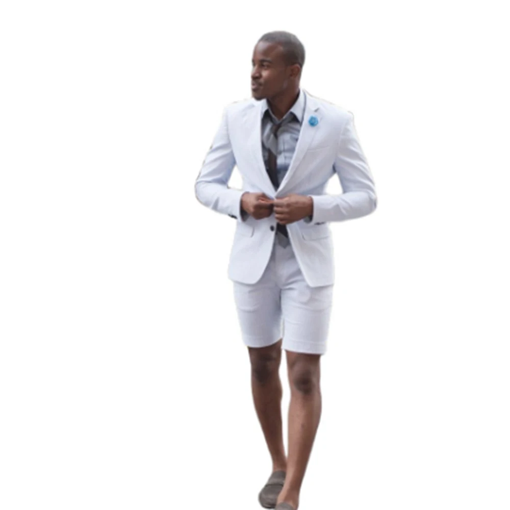 Latest Coat Pant Designs Ivory White Casual Beach Men Suit Short Pant Slim Fit 2 Piece Tuxedo Custom Simple Suit Terno Masculino