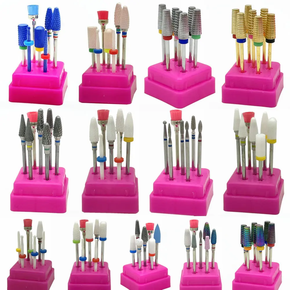 

7Pcs Nail Drill Bits Set IN Box Rainbow Tungsten Carbide/Ceramic Manicure Machine Accessories Milling Cutter Electric Nail File